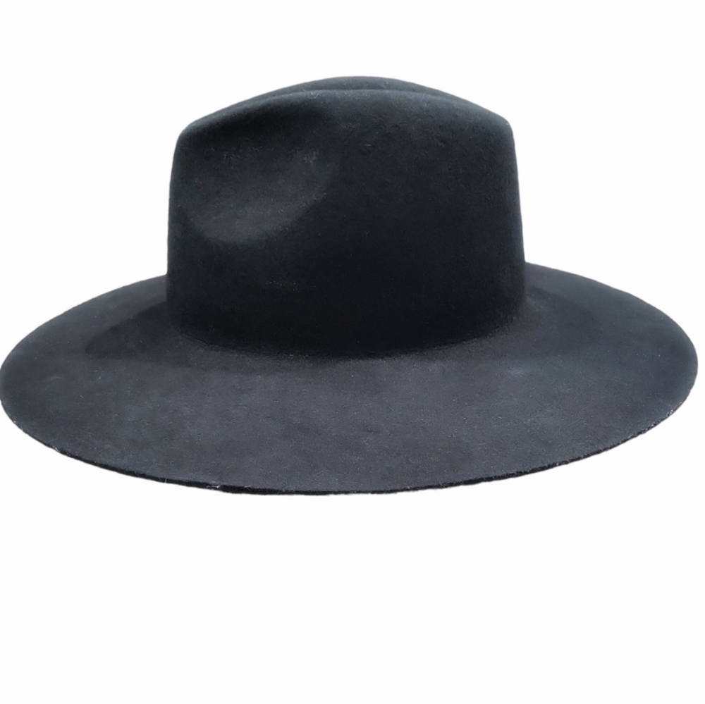 Gigi Pip Scottie Black Wide Brim Fedora 59 M/L - Picture 3 of 7